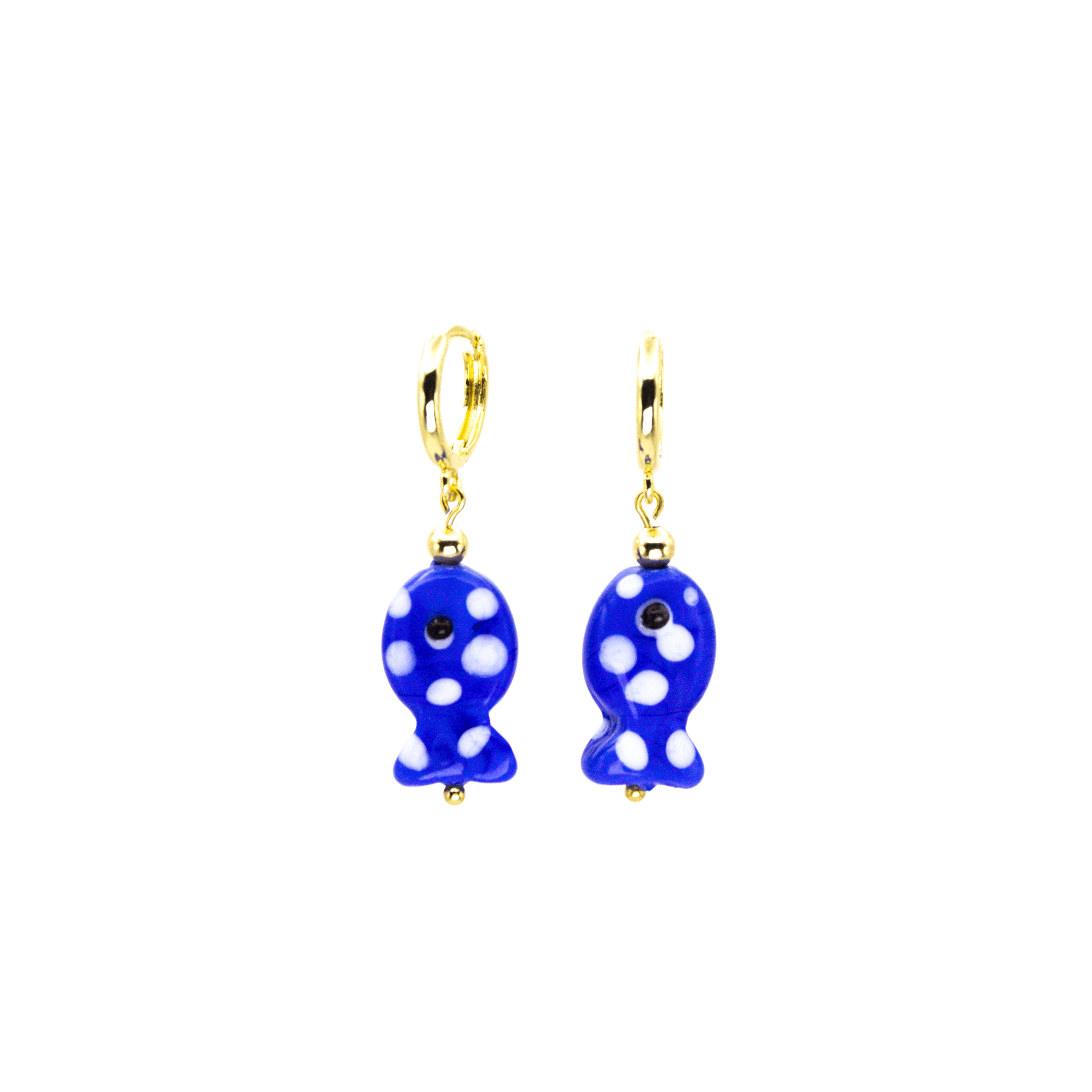 Aros Pez Azul Baño en Oro